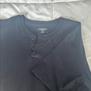 Lands' End Men's Black Short Sleeve Henley